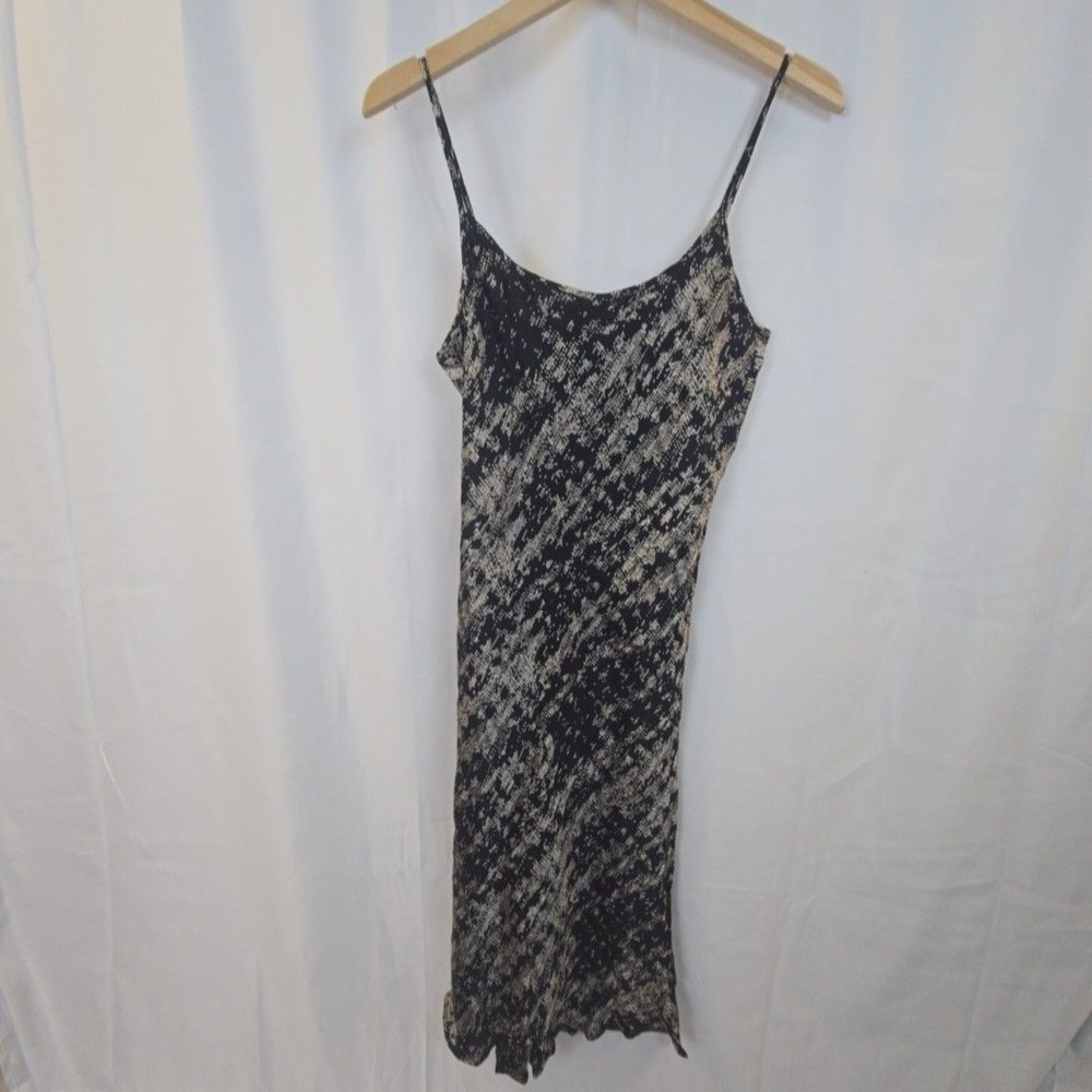 French Connection Dress Womens 8 Black Animal Print Sleeveless Slip Rayon Summer